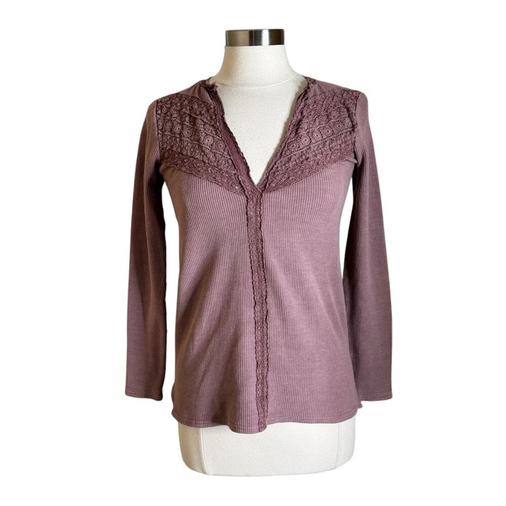 Buckle Gimmicks BKE Y2K Waffle Knit Crochet Detail Top Women's Size XS
